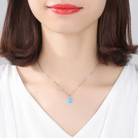 Heart Created Opal Necklace in 925 Sterling Silver