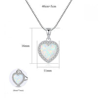 Heart Created Opal Necklace in 925 Sterling Silver