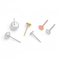 Flat Round Pearl Pinto 925 Sterling Silver Stud Earrings