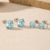 Sterling Silver Multicolored Cubic Zirconia Stud Earrings