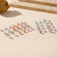 Sterling Silver Multicolored Cubic Zirconia Stud Earrings