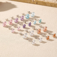 Sterling Silver Multicolored Cubic Zirconia Stud Earrings