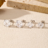 Sterling Silver Multicolored Cubic Zirconia Stud Earrings