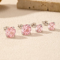 Sterling Silver Multicolored Cubic Zirconia Stud Earrings
