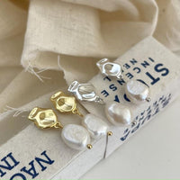925 Sterling Silver Korean Irregular Freshwater Pearl Earrings