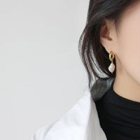 Shell Pearl Twisted Hoop Earrings