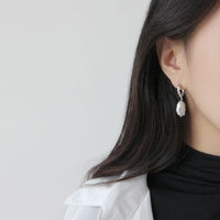 Shell Pearl Twisted Hoop Earrings