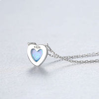 Simple Heart Created Opal Necklace in 925 Sterling Silver