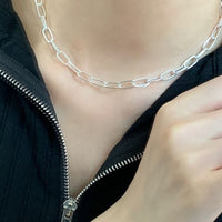 Hollow Curb Chain Necklace, 925 Sterling Silver