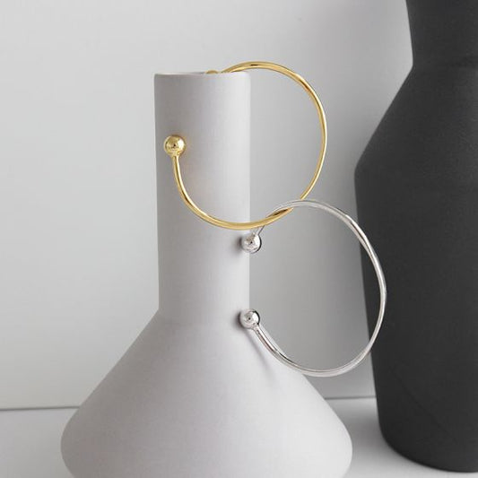 Simple Gold Beads Open Bangle