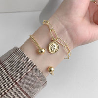 Simple Gold Beads Open Bangle