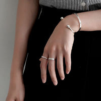 Simple Gold Beads Open Bangle