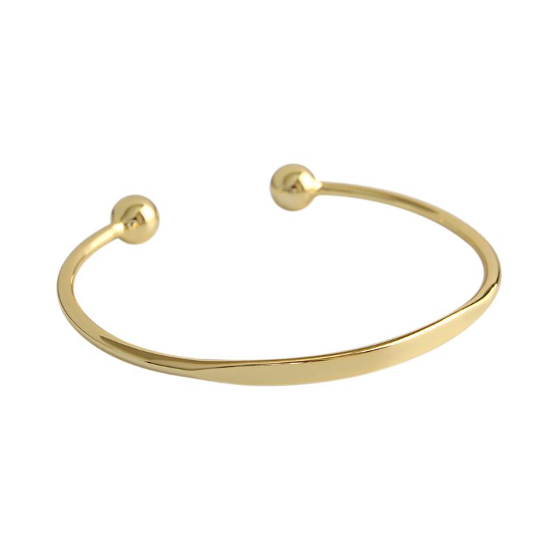 Simple Gold Beads Open Bangle
