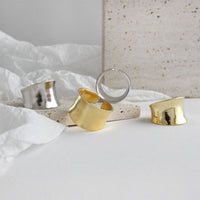 Office Wide Irregular Sterling Silver Adjustable Ring