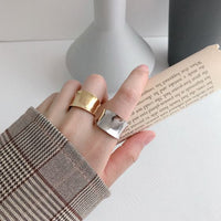 Office Wide Irregular Sterling Silver Adjustable Ring