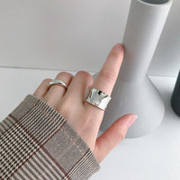Office Wide Irregular Sterling Silver Adjustable Ring