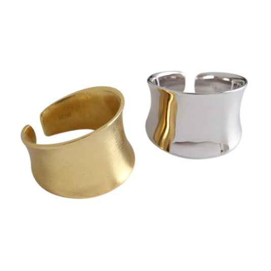 Office Wide Irregular Sterling Silver Adjustable Ring