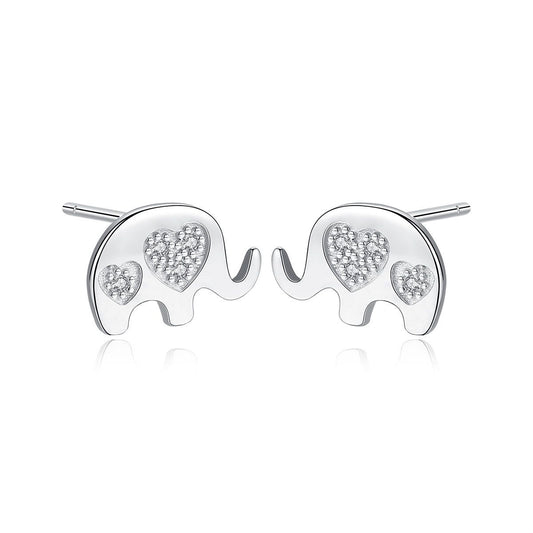 Elephant CZ Sterling Silver Stud Earrings