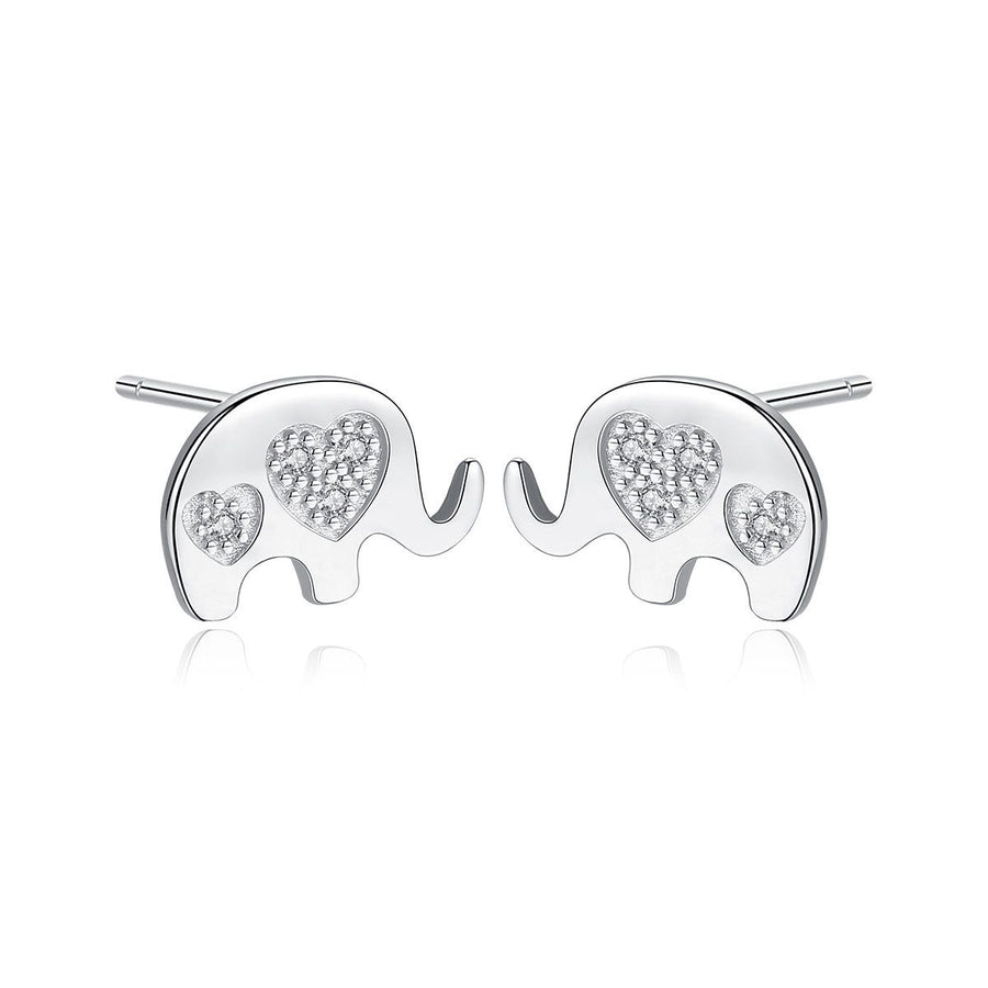 Elephant Crystal Sterling Silver Stud Earrings