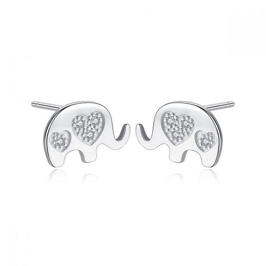 Elephant CZ Sterling Silver Stud Earrings