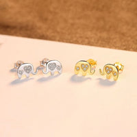 Elephant Crystal Sterling Silver Stud Earrings