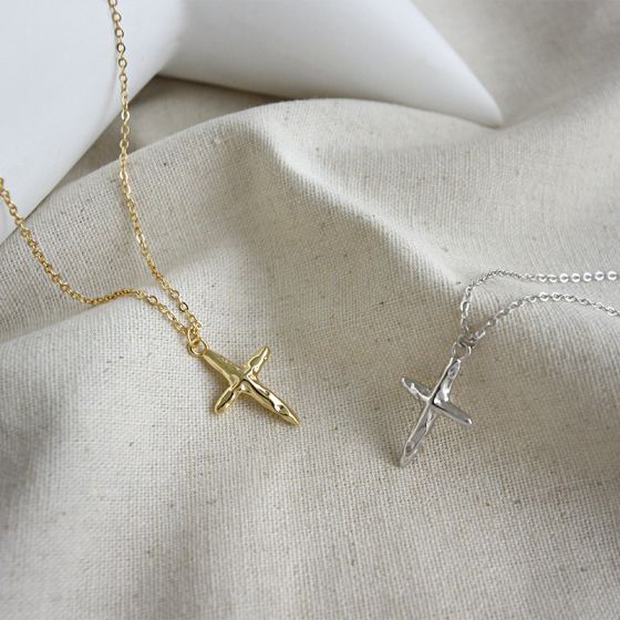 Irregular Cross Pendant Necklace 925 Sterling Silver