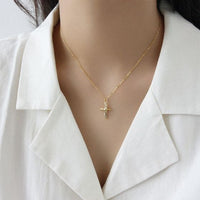Irregular Cross Pendant Necklace 925 Sterling Silver