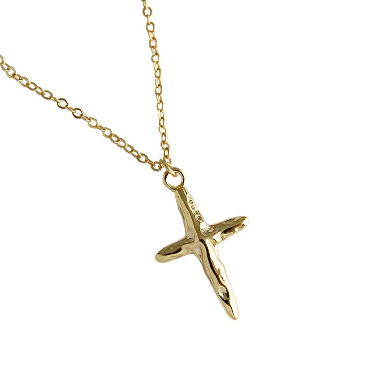 Irregular Cross Pendant Necklace 925 Sterling Silver