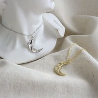 Irregular Crescent Moon Sterling Silver Necklace