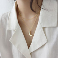 Irregular Crescent Moon Sterling Silver Necklace