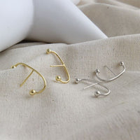 C-Shape Fashion Beads 925 Sterling Silver Stud Earrings