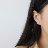 C-Shape Fashion Beads 925 Sterling Silver Stud Earrings