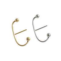 C-Shape Fashion Beads 925 Sterling Silver Stud Earrings