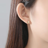 Asymmetrical Star and Crescent Moon 925 Sterling Silver Stud Earrings