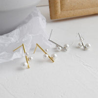 Shell Pearl Chandelier Stud Earrings