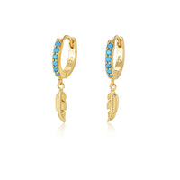 Sterling Silver Created Turquoise Hoop Earrings
