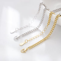 Solid Sterling Silver Gold Bracelet with Cubic Zirconia