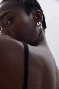 Electroformed C-Shape Tube Hoop Earrings in Sterling Silver