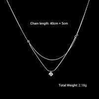 Double Layer Geometric Cubic Zirconia Bamboo Chain Necklace 925 Sterling Silver
