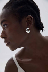 Electroformed C-Shape Tube Hoop Earrings in 999 Sterling Silver