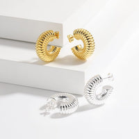 C Letter Spring Stud Earrings in 925 Sterling Silver