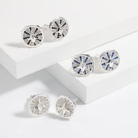 Classic Micro Setting Crystal Sterling Silver Cufflinks