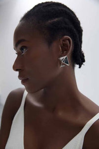 Electroformed Origami Pyramid Earrings in S999 Silver