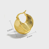 Irregular Thread Shell Hoop Earrings, 925 Sterling Silver