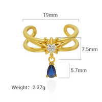Double Layer Waterdrop Crystal Adjustable Sterling Silver Ring