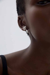 Electroformed Irregular Chunky Drop Earrings in S999 Sterling Silver