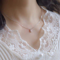 Baguette Crystal Sterling Silver Curb Chain Necklace