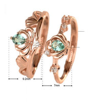 Blue Oval Crystal Crown Adjustable 925 Sterling Silver Stacker Ring