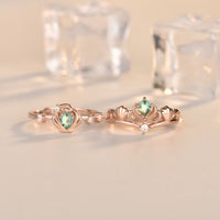Blue Oval Crystal Crown Adjustable 925 Sterling Silver Stacker Ring