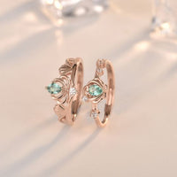 Blue Oval Crystal Crown Adjustable 925 Sterling Silver Stacker Ring
